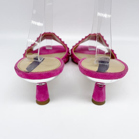 Michael Michael Kors Amal Embellished Faux Suede Kitten Sandal Pink Size 7.5M - Picture 6 of 13